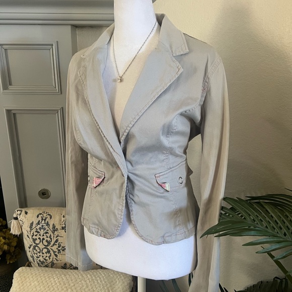Vintage Y2K Grey & Pink Blazer Jacket Size S - Picture 2 of 8